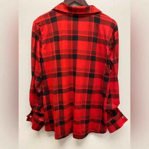 mySTYLE Red and Black Plaid Half Zip Top Size XL - Picture 2 of 6
